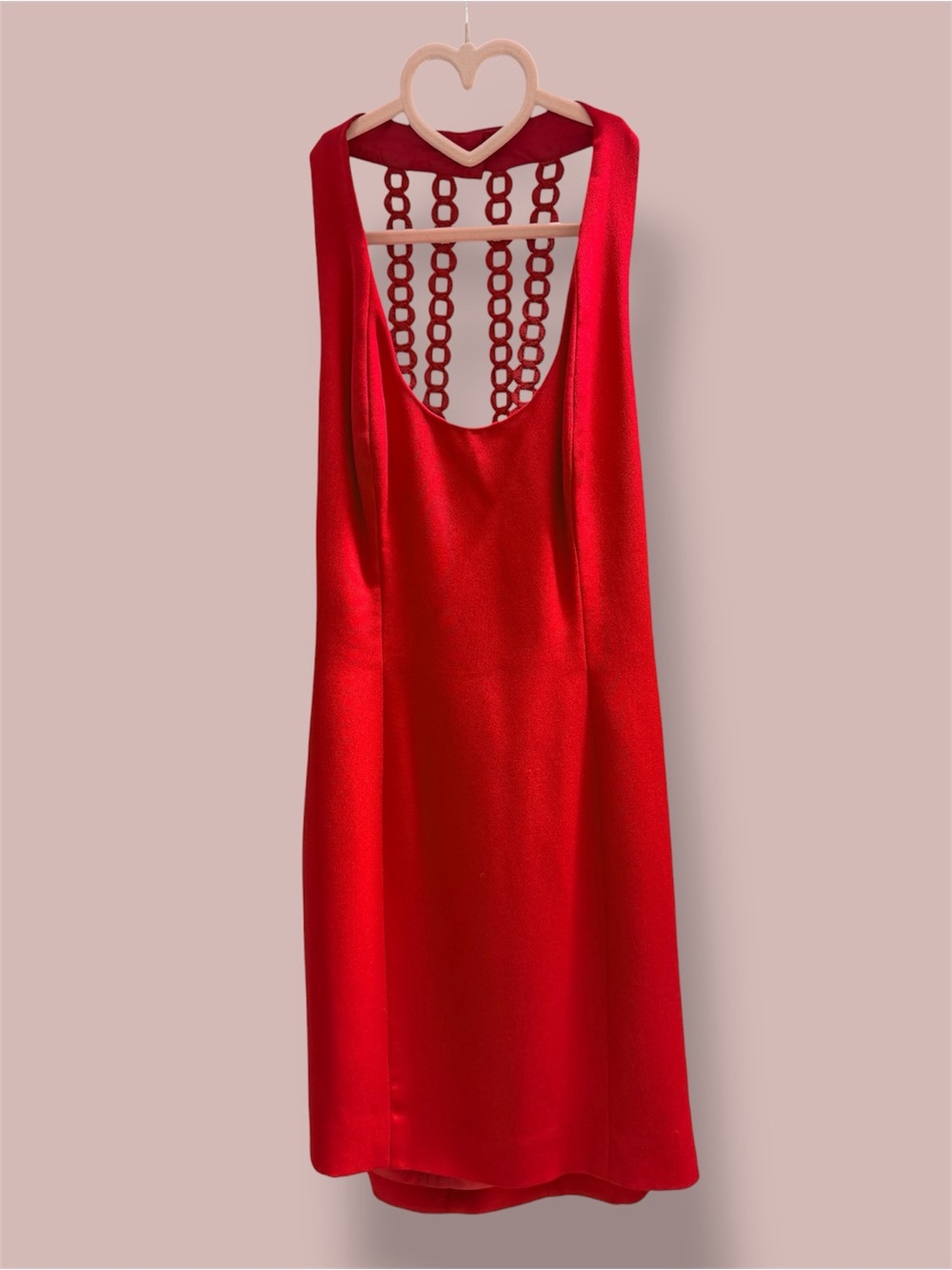Nicole Miller Cache Red Rayon Dress with Satin Sheen